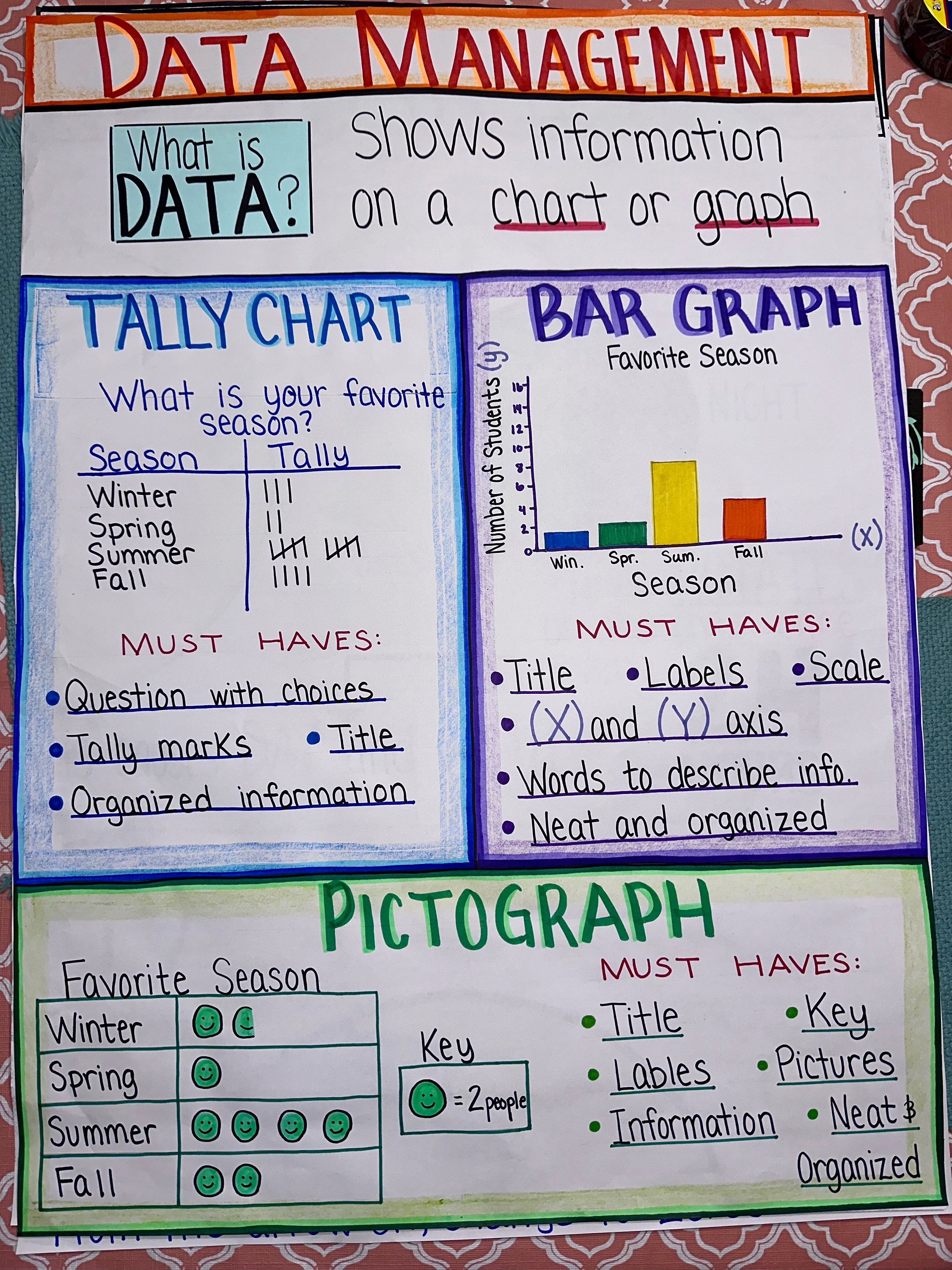 Data Management Anchor Chart for 5th-8th Grade - Etsy