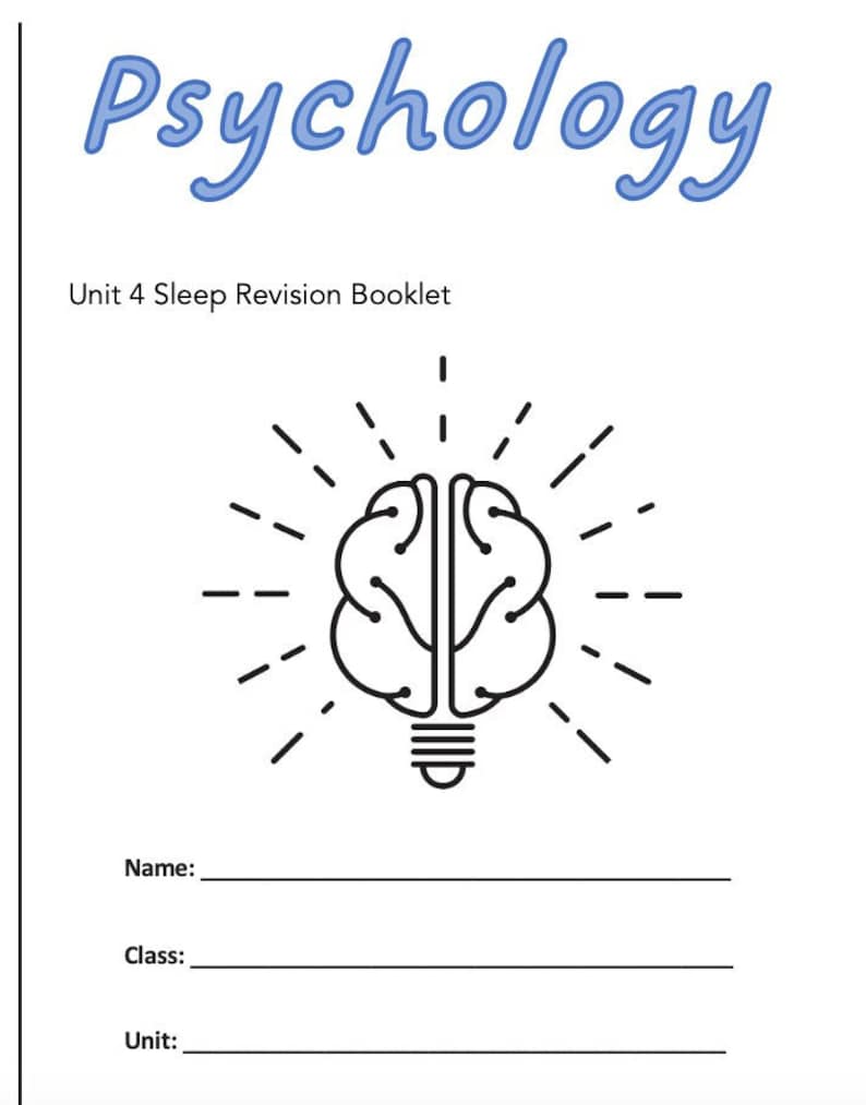 VCE Psychology Unit 4 AOS 1 Sleep Revision Booklet 2023-2027 - Etsy ...