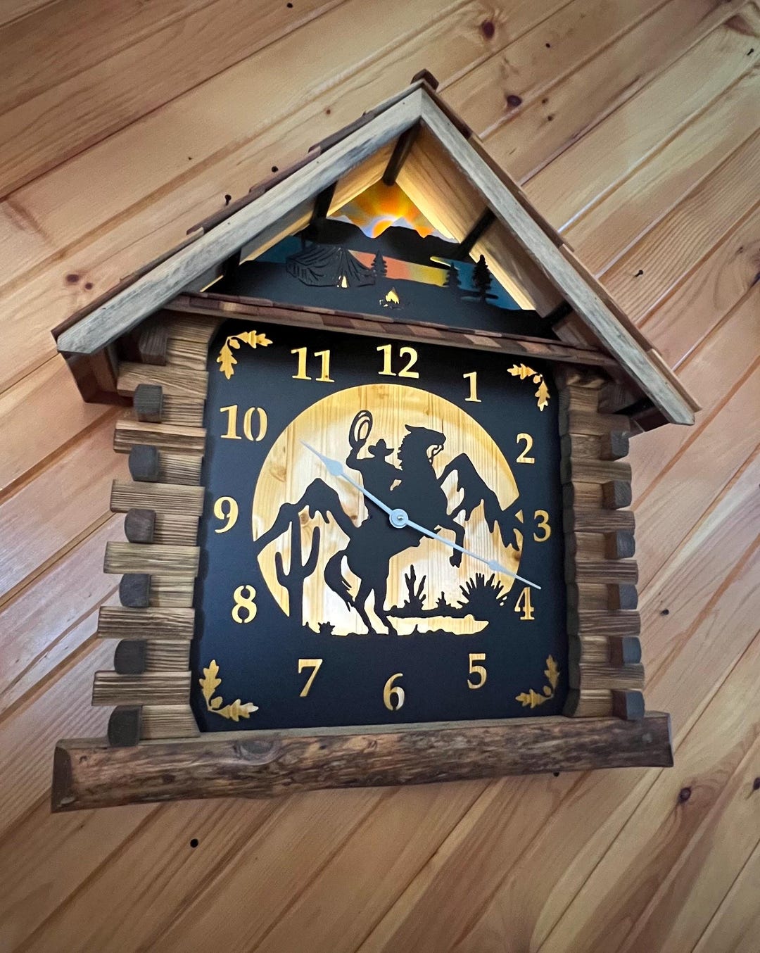 Log Cabin Clock - Etsy