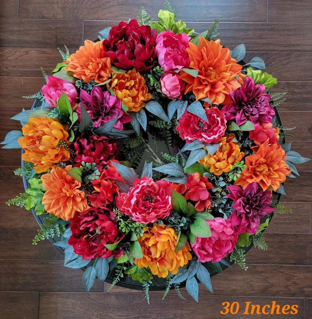 Spring-summer-fall Wreath, Candle Hurricane Lamp Holder, Tabletop ...