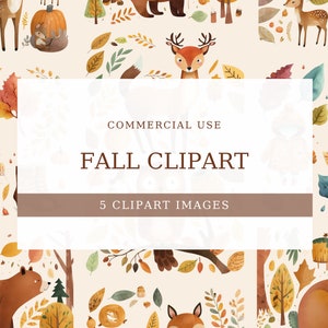 Kinder Herbst Clipart - Herbst Clipart - Sofort Download - Herbst - Herbst - Tiere - Bär - Blätter - Kürbis Gewürz - Fuchs - Eule - Hirsch - Kind