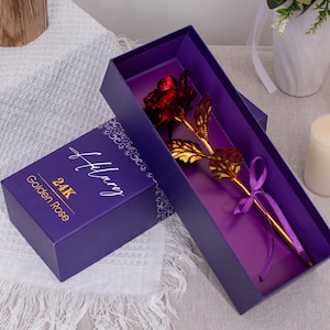 Personalisierte Rose Blumengeschenke für Sie, Jubiläumsgeschenke für Freundin, Goldfolie Rose Ewige Blume Geschenkbox, Valentinstagsgeschenk, Paar