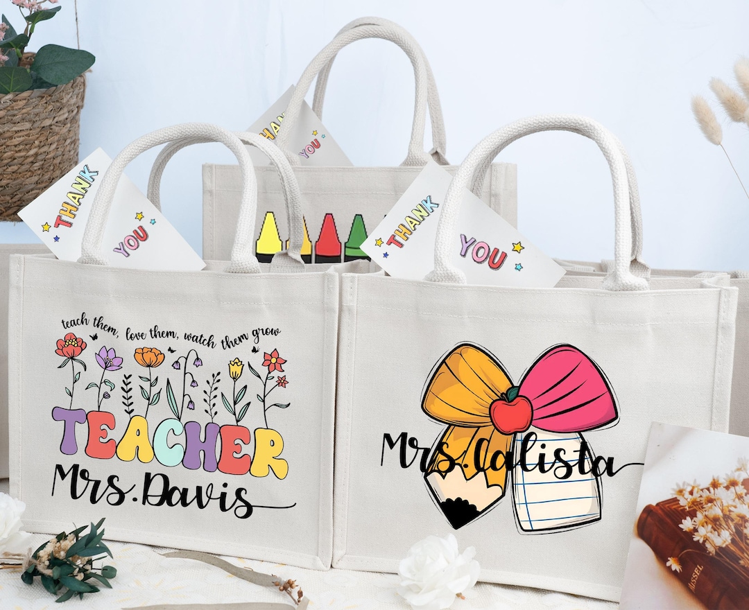 Teacher Appreciation Gift Tote Bag,custom Canvas Teacher Gift Bag ...