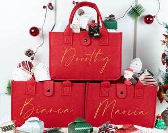 Personalized Felt Christmas Gift Bag, Holiday Party Favor