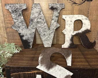 Genuine Cowhide Initial Letter | Western Monogram | Western Ranch Decor | Baby Nursery Decor | Cowhide Letter | Multiple Sizes & Colors