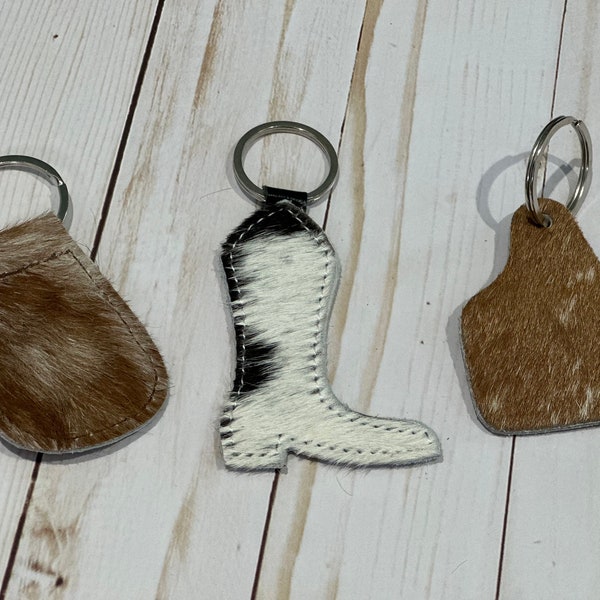 Cowhide Personalized Keychain | Boot Keychain | Cow Eartag Keychain | Cowhide Keychain | Branded Keychain | Christmas Gift