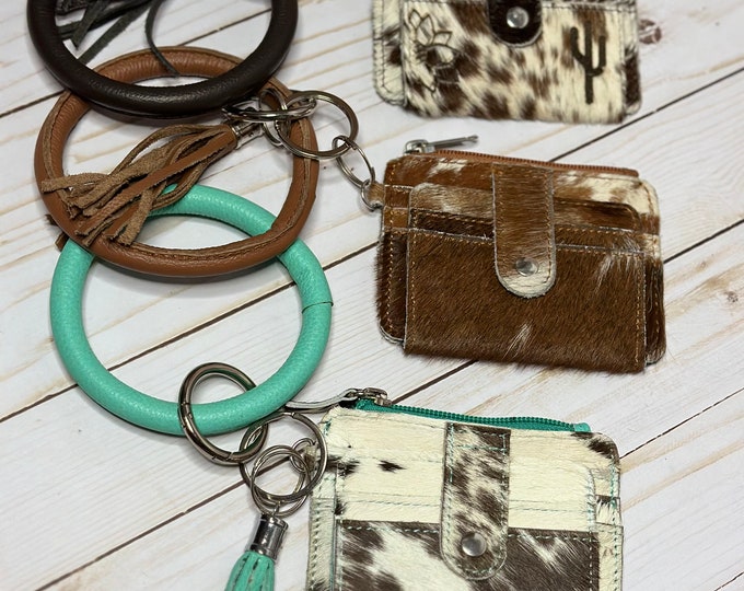 Custom Branded Cowhide Wristlet Keychain Wallet Personalized Keychain