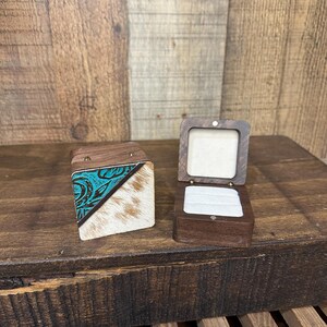 Custom Wedding Ring Box | Branded Cowhide Engagement Ring Box | Proposal Ring Box | Engraved Ring Box | Custom Ring Box | Wedding image 4