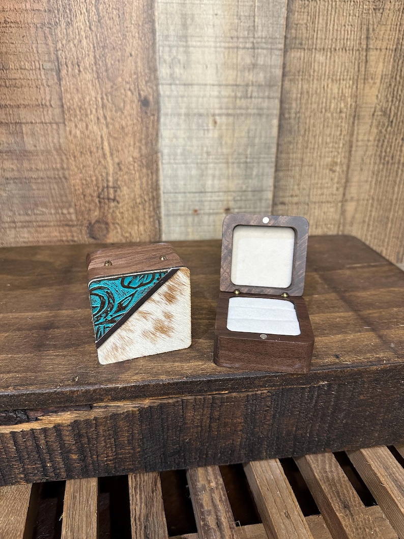 Custom Wedding Ring Box | Branded Cowhide Engagement Ring Box | Proposal Ring Box | Engraved Ring Box | Custom Ring Box | Wedding image 4