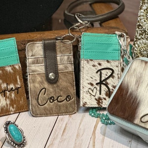 Cartera con llavero de piel de vaca / Cartera con llavero de piel de vaca personalizada / Regalo de Navidad / Cartera NFR