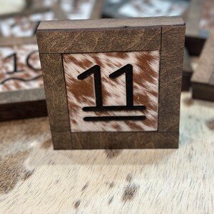 Wedding Table Number Sign |custom Cowhide Branded Sign | Personalized ...