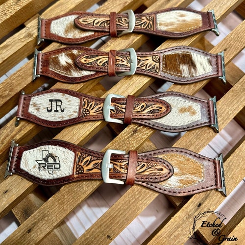 Western Apple Watch Band | Cowhide Apple Watch Band | Tooled  display picture 2