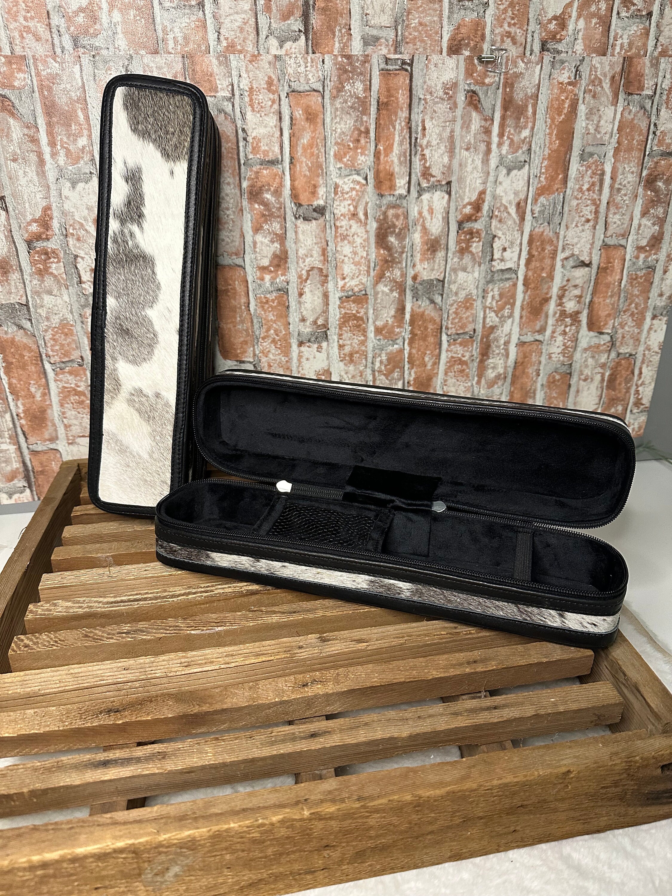 Tooled Leather & Cowhide Hot Hair Tool Case. Case only Hair Tool Travel Case | Cowhide and Leather Hot Iron Travel  main image 2