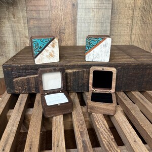 Custom Wedding Ring Box | Branded Cowhide Engagement Ring Box | Proposal Ring Box | Engraved Ring Box | Custom Ring Box | Wedding image 7