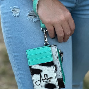 Custom Branded Cowhide Wristlet Keychain Wallet | Personalized Keychain Cowhide Wallet Wristlet | Bangle Wallet | Christmas Gift |NFR Wallet