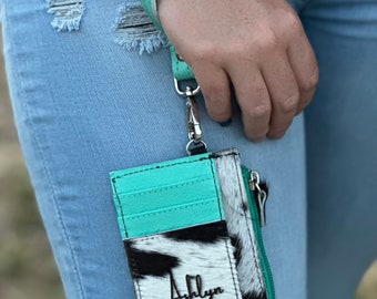 Custom Branded Cowhide Wristlet Keychain Wallet | Personalized Keychain Cowhide Wallet Wristlet | Bangle Wallet | Christmas Gift |NFR Wallet