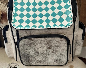 Personalized Cowhide Backpack | Custom Branded Travel Backpack | Diaper Bag Backpack | Cowhide Travel Bag | Back to School Backpack | Gift