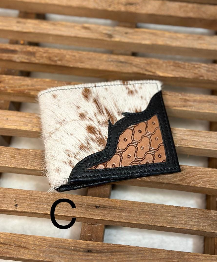 Hand Tooled Men’s Leather Cowhide Wallet, Tooled Leather Wallet, Personalized Branded Wallet, Gift for Men, FFA Award Rodeo Wallet