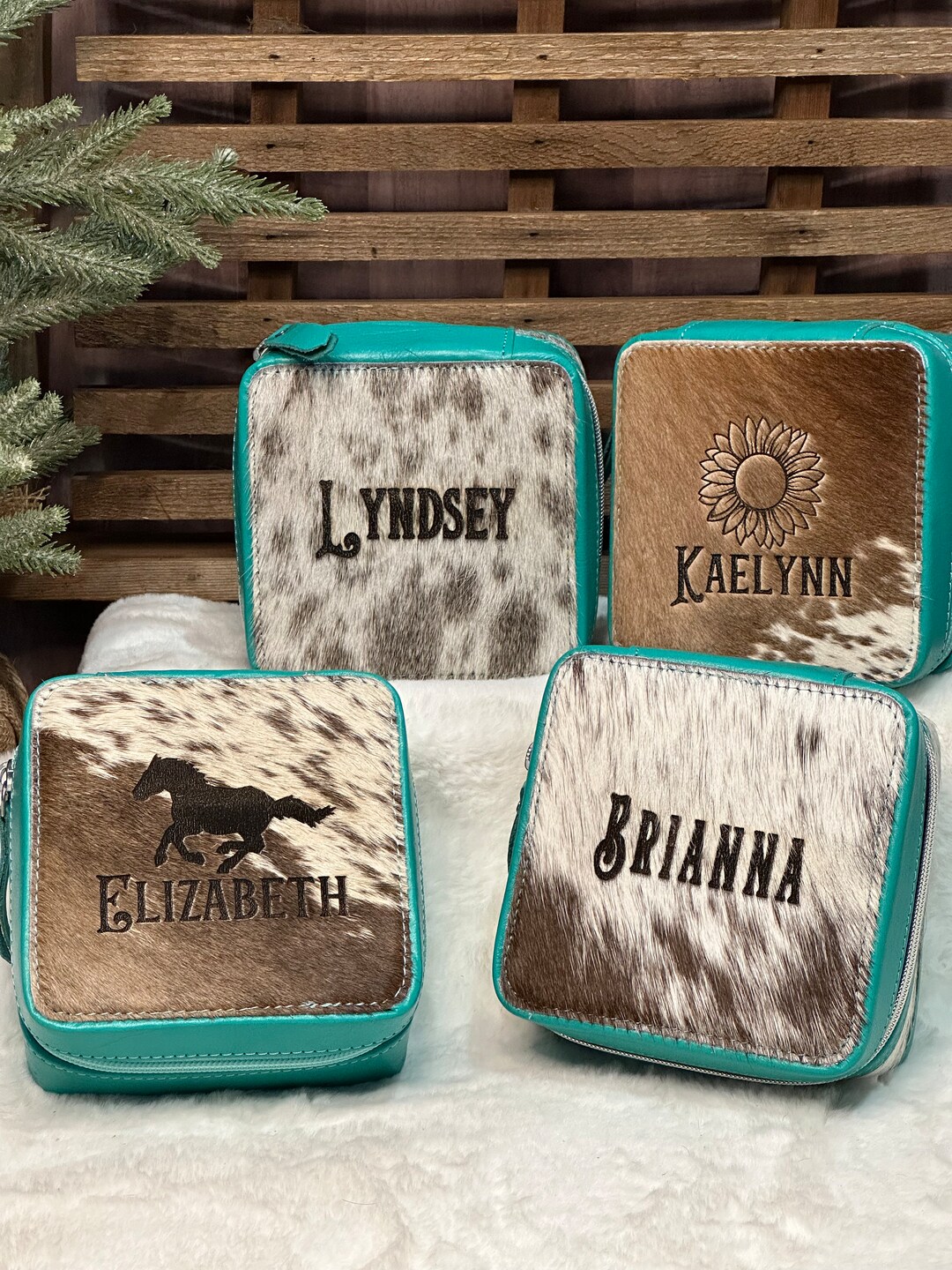 Custom Jewelry Box Cowhide Jewelry Case Custom Branded Western Cowhide