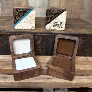 Custom Wedding Ring Box | Branded Cowhide Engagement Ring Box | Proposal Ring Box | Engraved Ring Box | Custom Ring Box | Wedding image 2