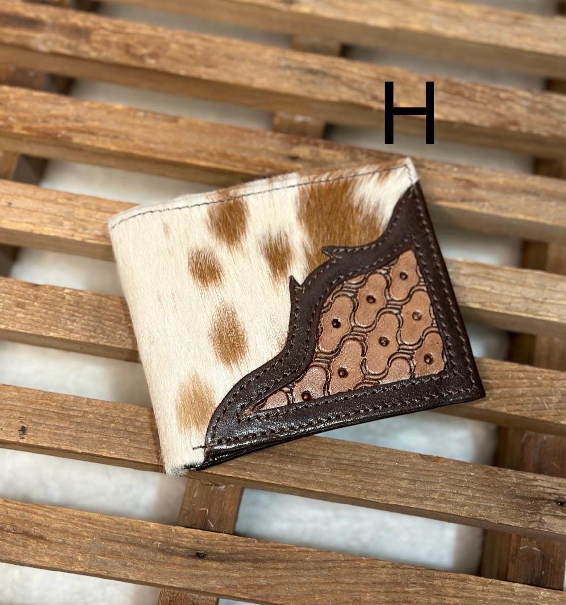 Hand Tooled Men’s Leather Cowhide Wallet, Tooled Leather Wallet, Personalized Branded Wallet, Gift for Men, FFA Award Rodeo Wallet
