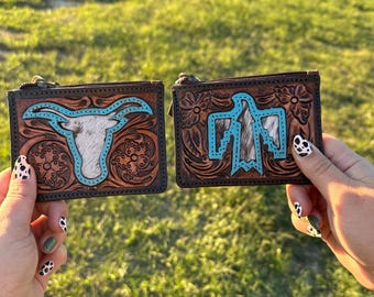 Longhorn Keychain Wallet | Thunderbird Cowhide Wallet | Card Holder | Christmas Gift | NFR Wallet | Gift for Her | Coin Pouch | Coin Purse