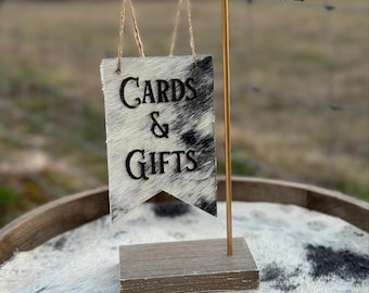 Wedding "Cards & Gifts" Sign |Custom Cowhide Branded Sign | Personalized Wedding Decor | Western Wedding Decor | Wedding Table Decoration