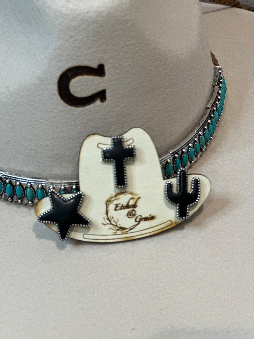 Hat Pins Black Cactus, Star, Cross Cowboy Hat Pins Western Accessories