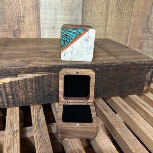 Custom Wedding Ring Box | Branded Cowhide Engagement Ring Box | Proposal Ring Box | Engraved Ring Box | Custom Ring Box | Wedding image 6