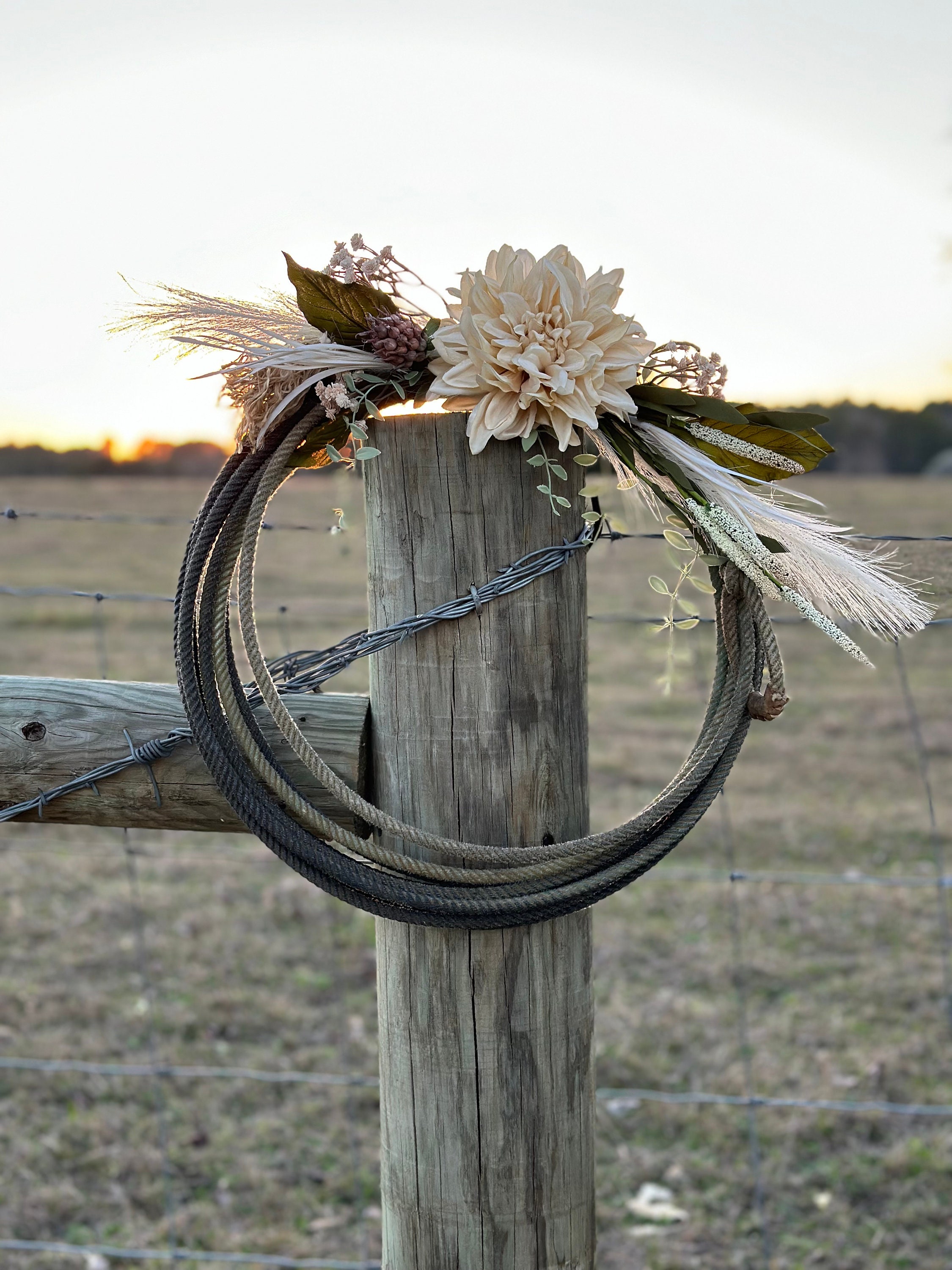 Floral & Rope Wreath | Western Bedroom Decor | Wedding 