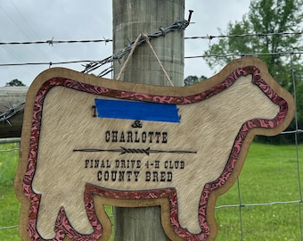 Stall Sign | Custom Branded Livestock | Show Animal Stall Sign | 4H Stall Plate | FFA Stall Sign | Show Rodeo Stall Sign | Steer or Hiefer