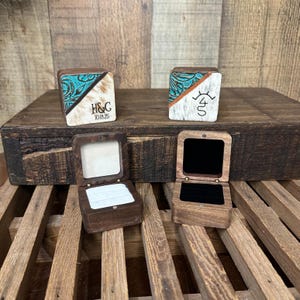 Custom Wedding Ring Box | Branded Cowhide Engagement Ring Box | Proposal Ring Box | Engraved Ring Box | Custom Ring Box | Wedding