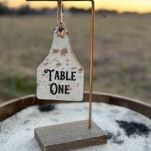 Table Number Sign |custom Cowhide Branded Sign | Personalized Party ...