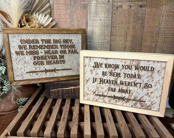 Wedding Memorial Sign |Custom Cowhide Branded Sign | Personalized Wedding Decor | Western Wedding Decor | Passed Loved Ones Sign | Wedding
