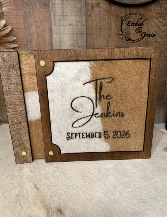 Cowhide Wedding Guest Book | Custom Cowhide Guest Book |Western Barn Wedding Guest Book | Branded Cowhide | Wedding | Rustic | Engagement