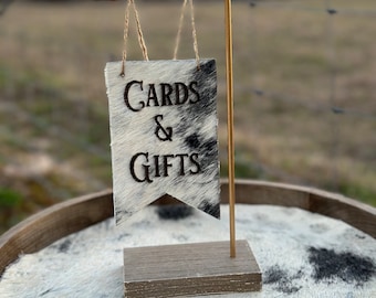 Wedding "Cards & Gifts" Sign |Custom Cowhide Branded Sign | Personalized Wedding Decor | Western Wedding Decor | Wedding Table Decoration
