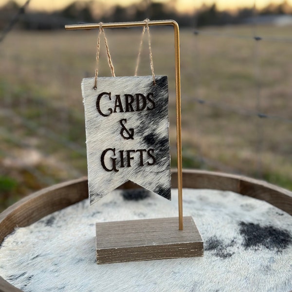 Wedding "Cards & Gifts" Sign |Custom Cowhide Branded Sign | Personalized Wedding Decor | Western Wedding Decor | Wedding Table Decoration