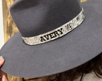 Custom Cowboy Hat Band | Personalized Cowhide Hat Band | Unisex Hat Band | Cowgirl hat band | Branded Hat Band | Christmas Gift