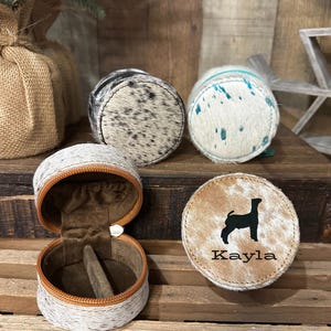 Custom Jewelry Box | Cowhide Jewelry Case | Custom Branded Western Cowhide Travel Jewelry Case | Personalized Gift | Custom Bride Gift