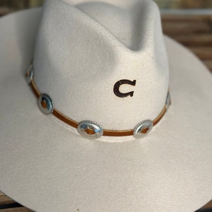 Concho Hat Band | Adjustable Leather Concho Cowboy Hat Band | Cowgirl Hat Band | Handmade | Black Leather | Brown Leather | Christmas Gift