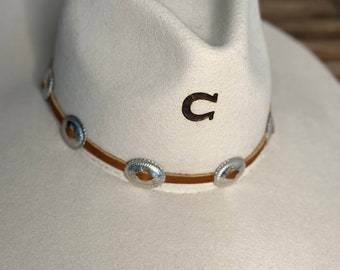 Concho Hat Band | Adjustable Leather Concho Cowboy Hat Band | Cowgirl Hat Band | Handmade | Black Leather | Brown Leather | Christmas Gift