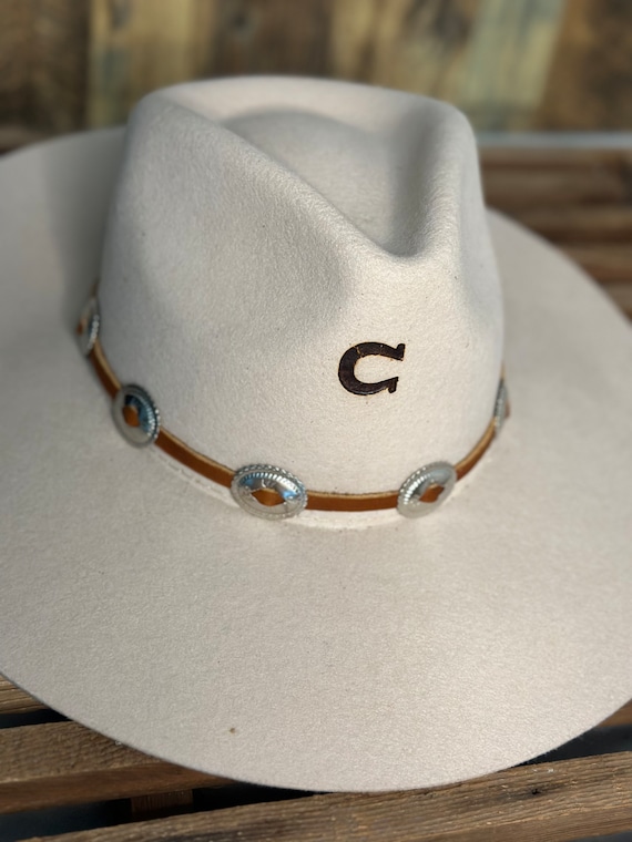 Scalloped Black Leather Star Concho Hat Band OC-107  display picture 2