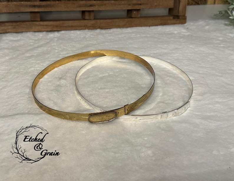 Gold Engraved Hat Band | Silver Engraved Hat Band | Cowgirl Hat Band | Metal Hat Band | Buckle Clasp | Gift for Her | Western Style Bild 1