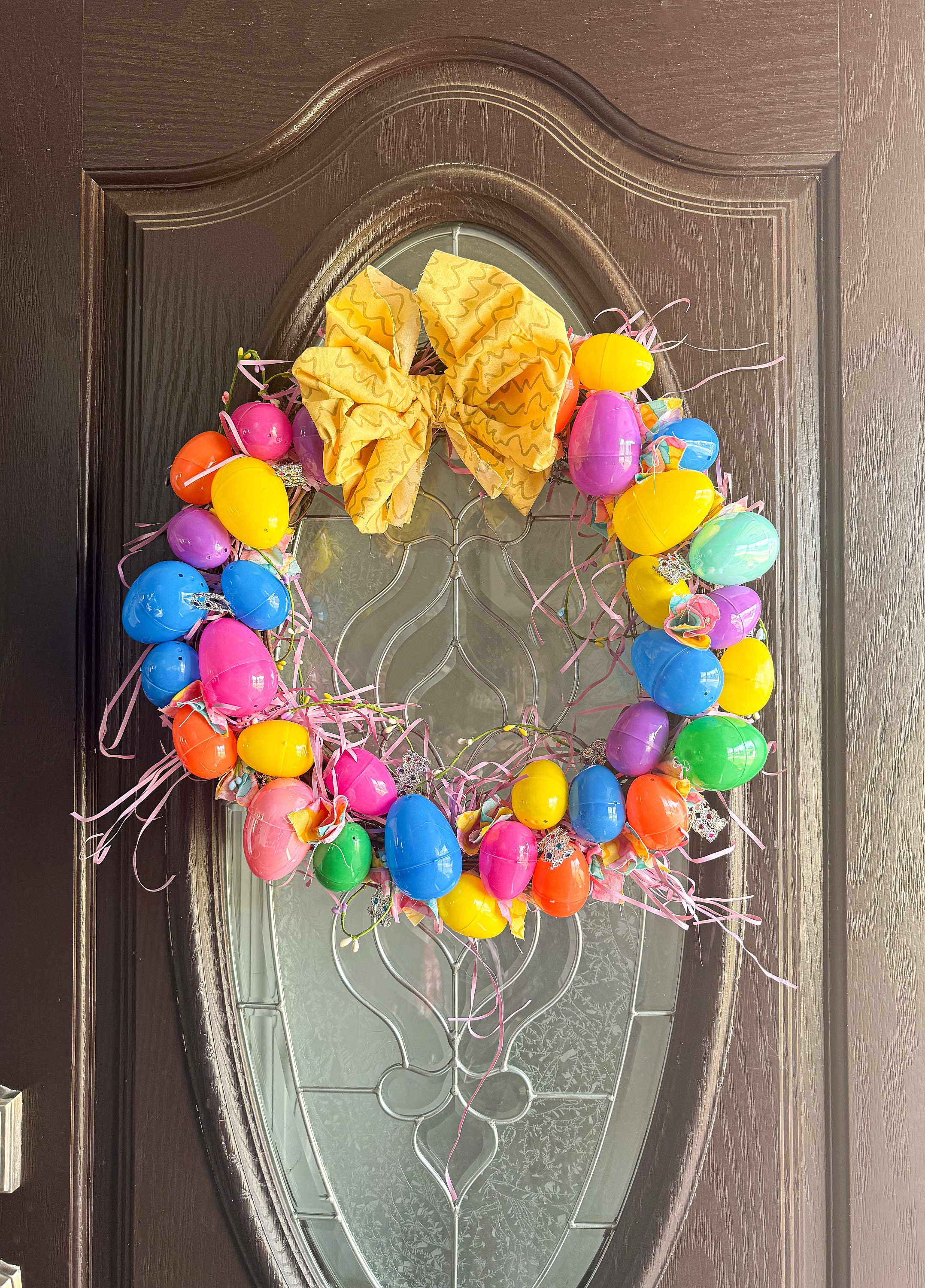 Whaline 2 Large Easter Wreath Bows With Easter Eggs, Easter