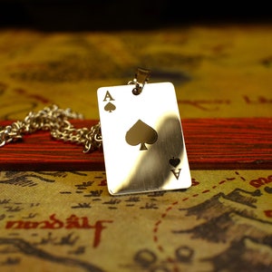 The Ace of Spades - Highly polished Card pendant with Necklace