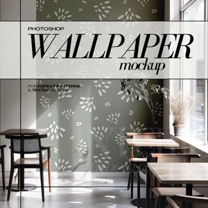 PSD-tapetmodell i caféstil, tom väggmålning, mockup för ytmönsterdesign