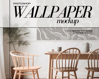 PSD Wallpaper Mockup Surface Pattern Design Pink Dining Room Mock Up for Wall Covering