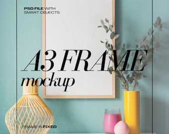 DIN A3 Frame Mockup PSD Colorful Mockups A Series Mock Up Frames Bright Style
