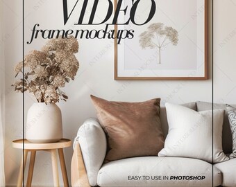 Animated Frame Mockup PSD Video for Wall Art Mock Up Boho Interior Motion Overlay
