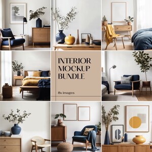 Modern Interior Mockup Bundle Frame Wall Art Poster Mock Up Framed Template Stock Image